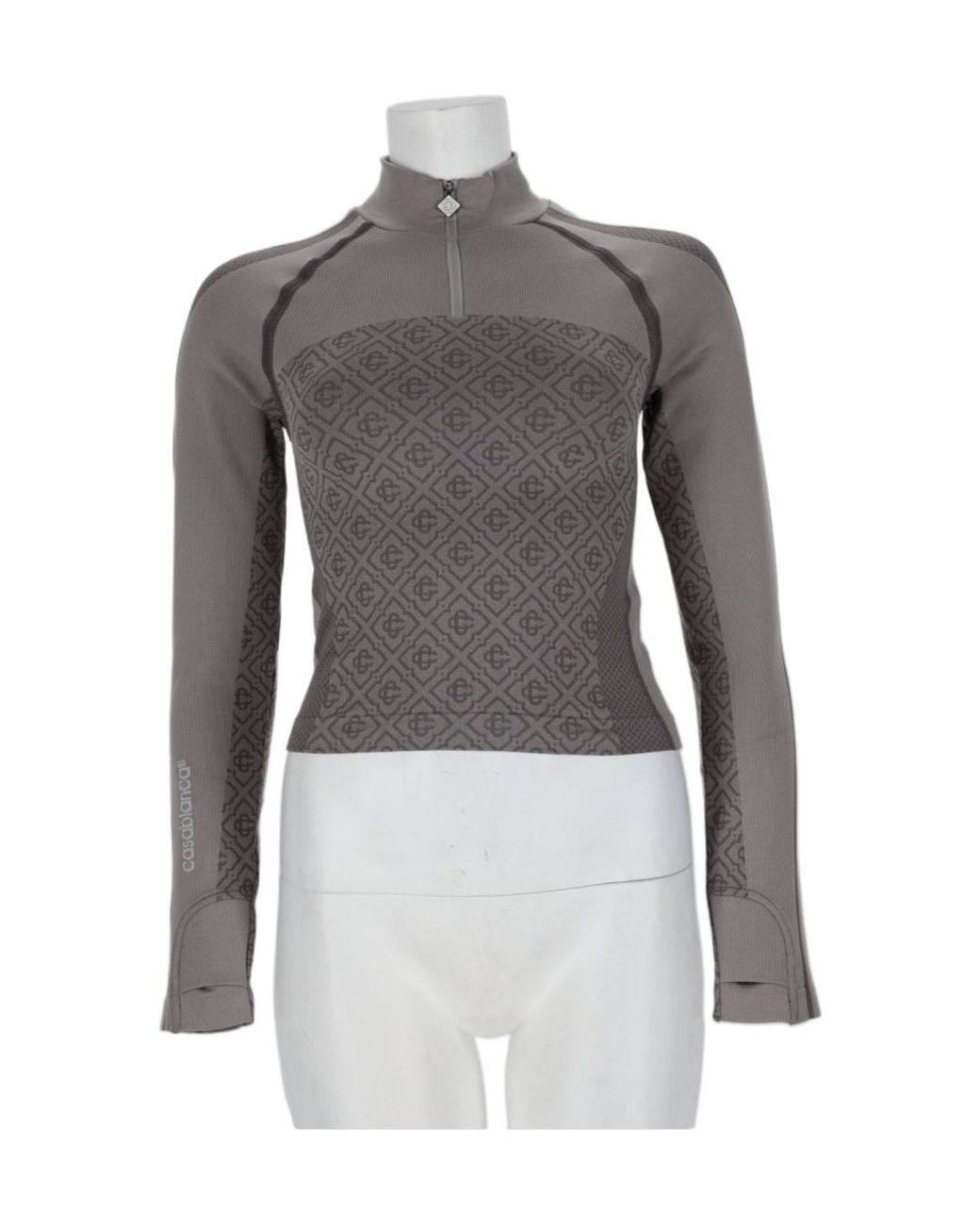 Casablanca Gray Monogram Half-Zip Performance Top