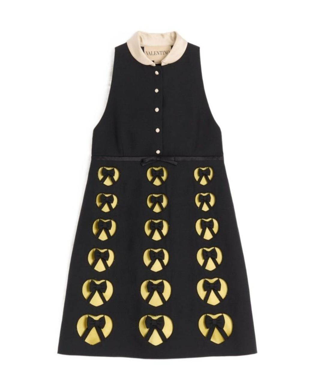 Valentino Black Collared Sleeveless Dress