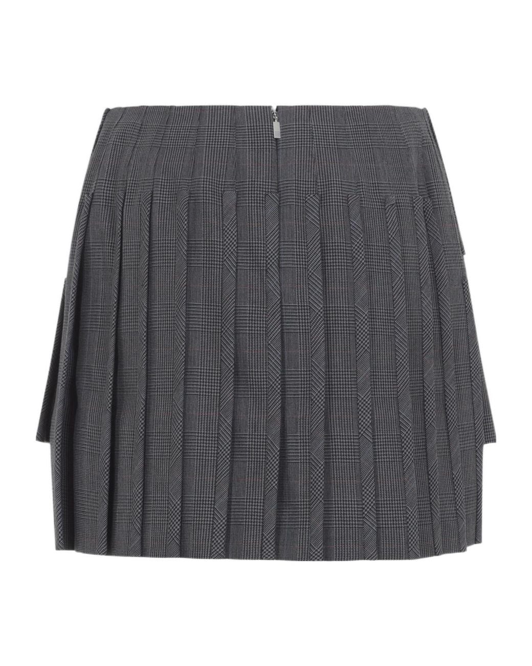 Thom Browne Gray Low Rise Pleated Mini Skirt