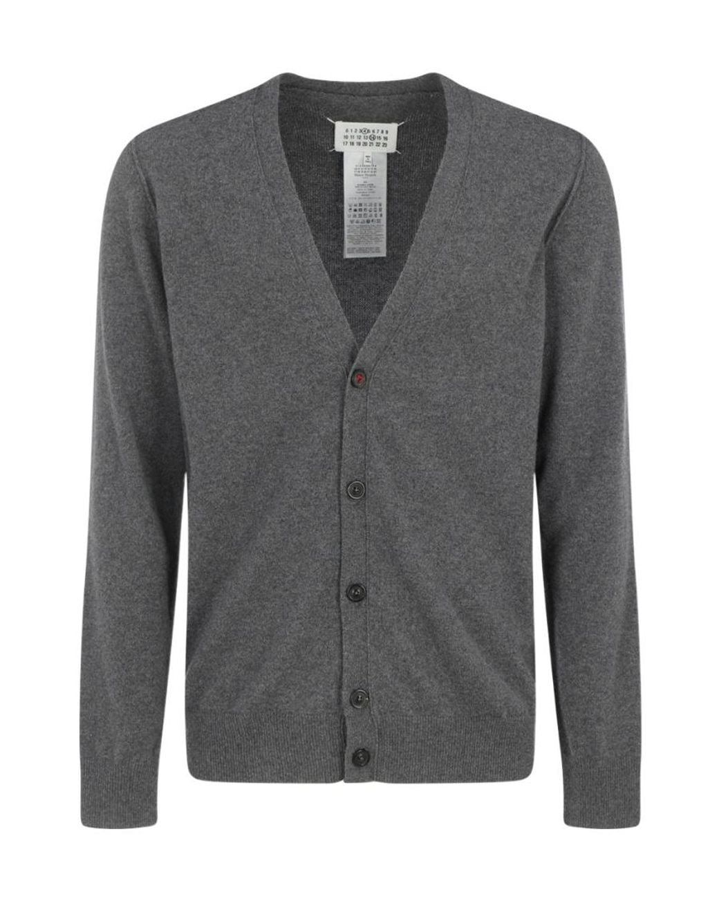 Maison Margiela Gray Button-Up Knitted Cardigan for men