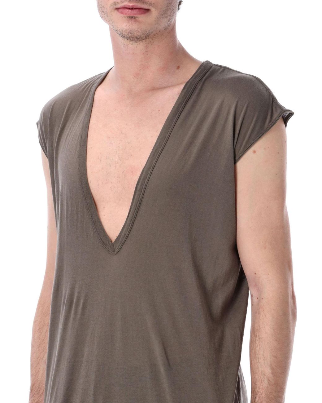 Rick Owens Brown Dylan Deep V-Neck T-Shirt for men