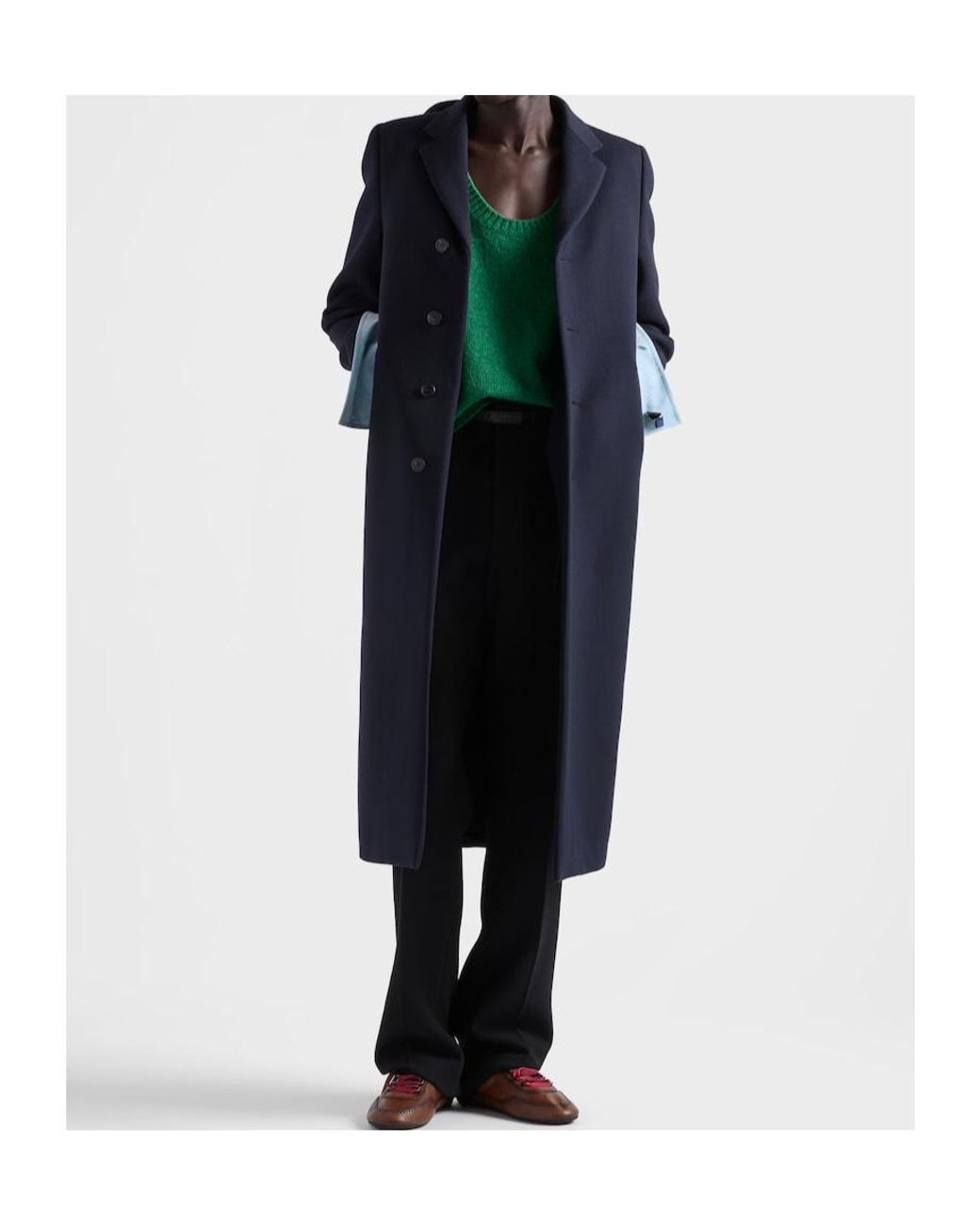 Prada Green Shetland Wool Wide-Neck Sweater for men