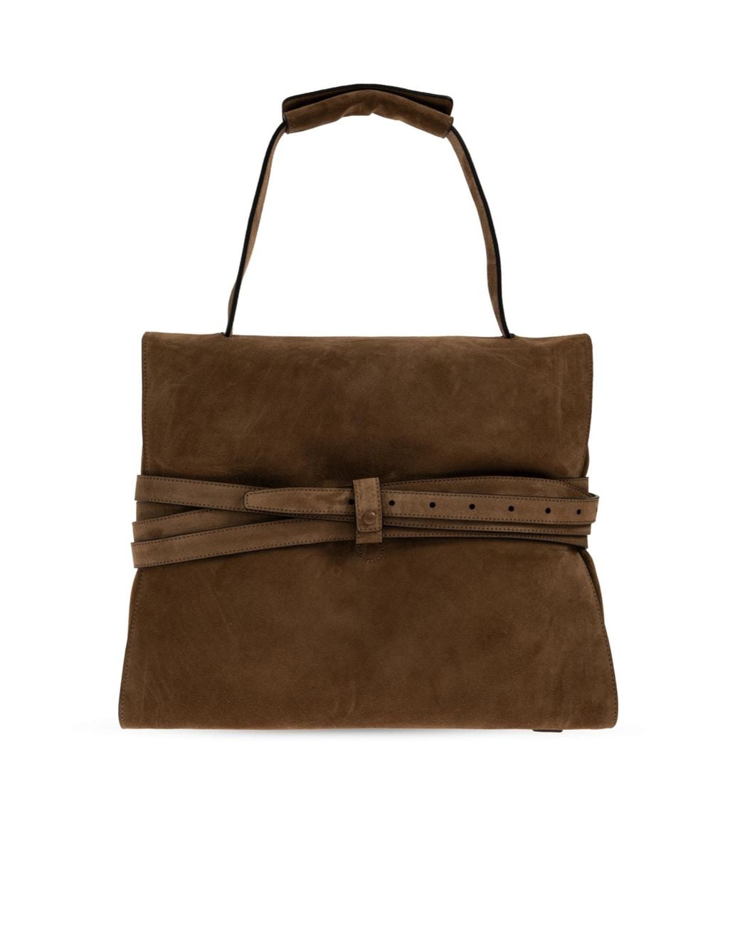 Moschino Brown Logo Detailed Top Handle Handbag