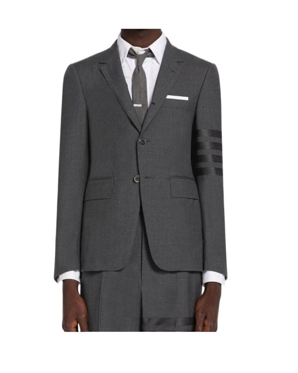 Thom Browne Gray 4-Bar Single-Breasted Blazer for men