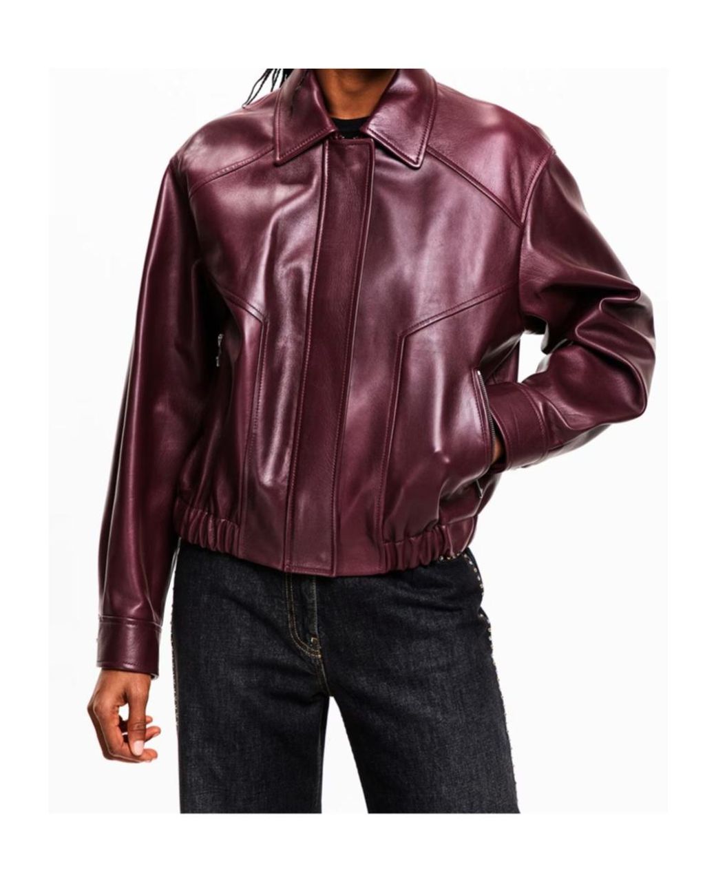 Versace Purple Zip Pocket Leather Jacket