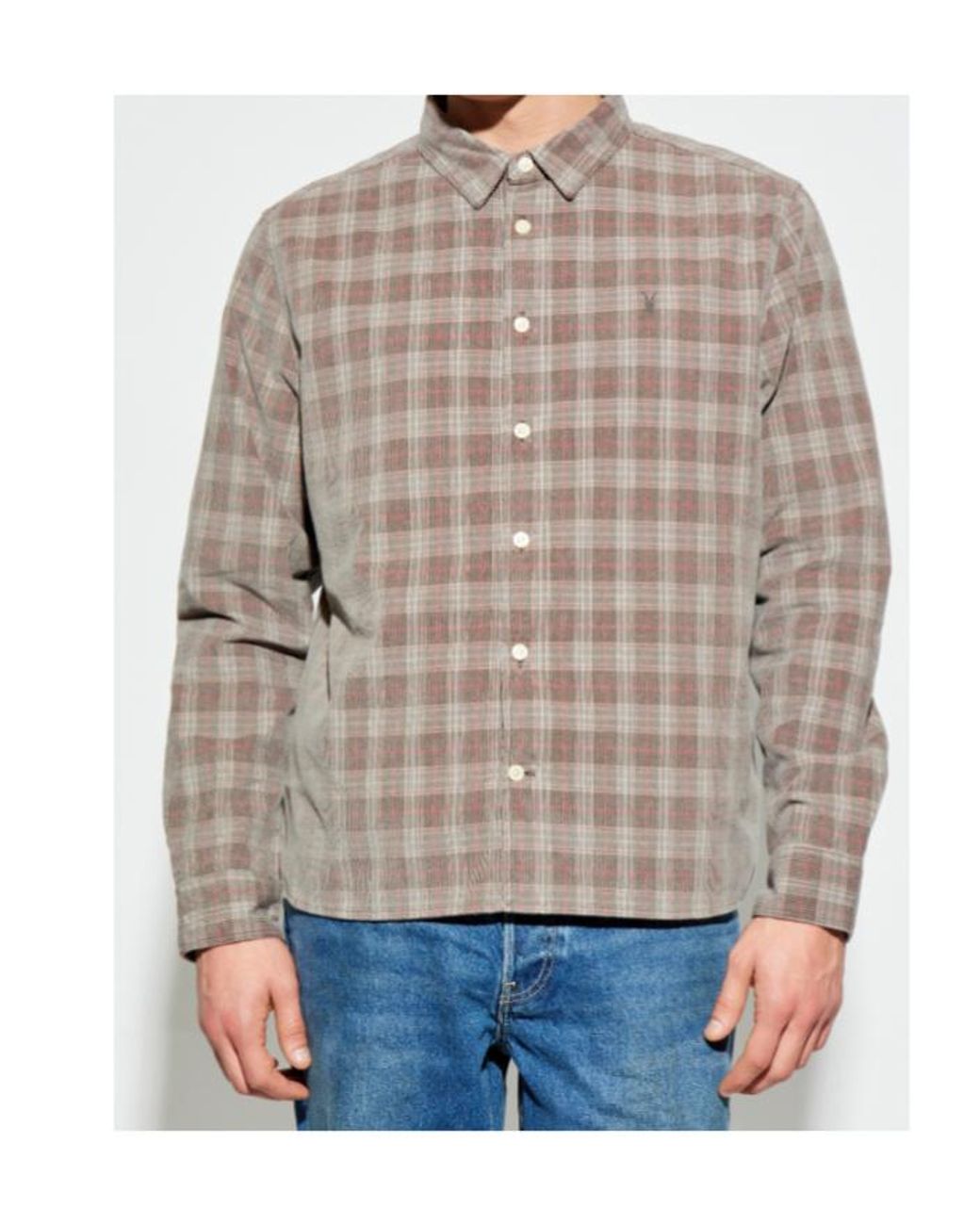 AllSaints Gray Torin Check Shirt for men