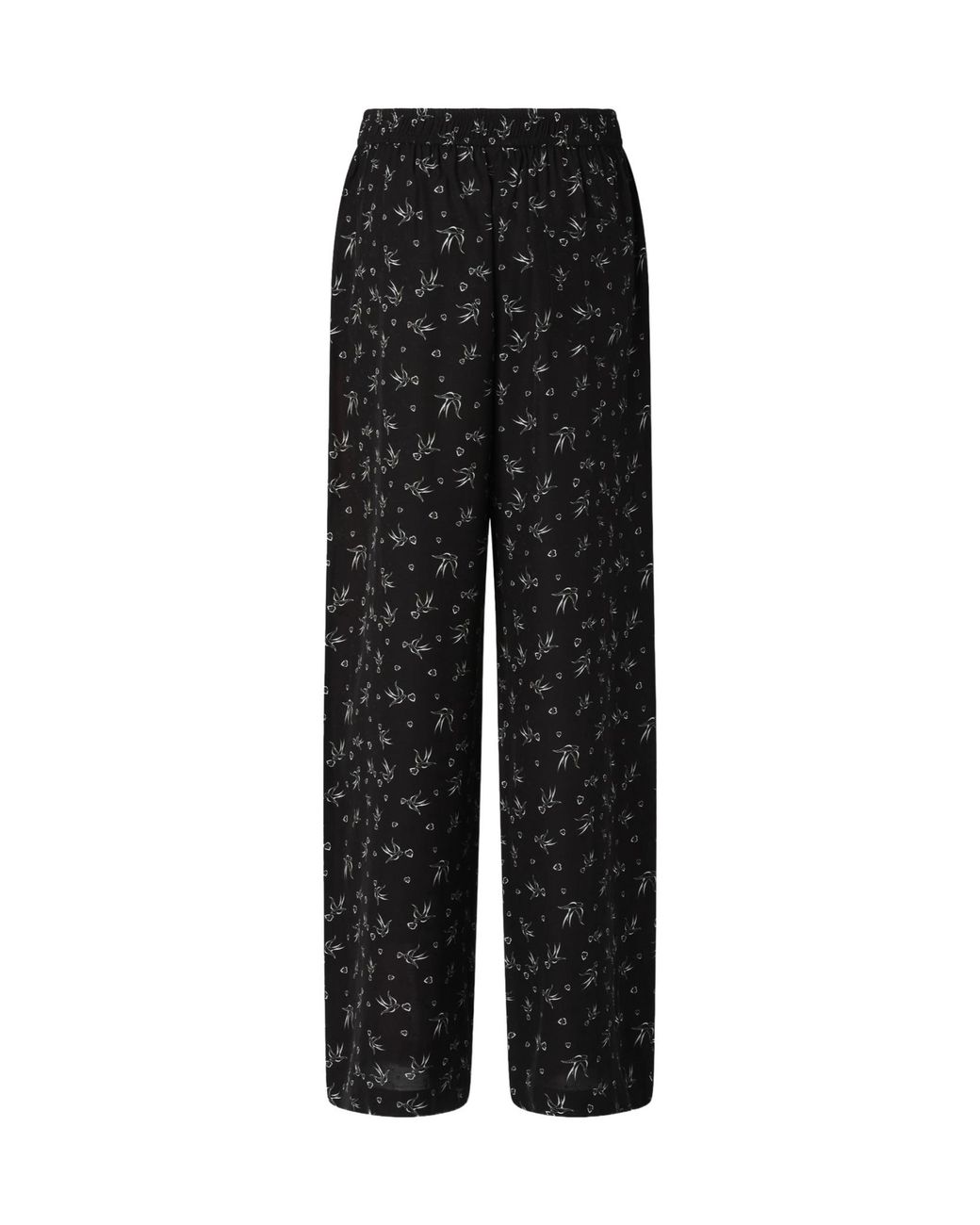 Pinko Black Floral-Print Side-Stripe Trousers