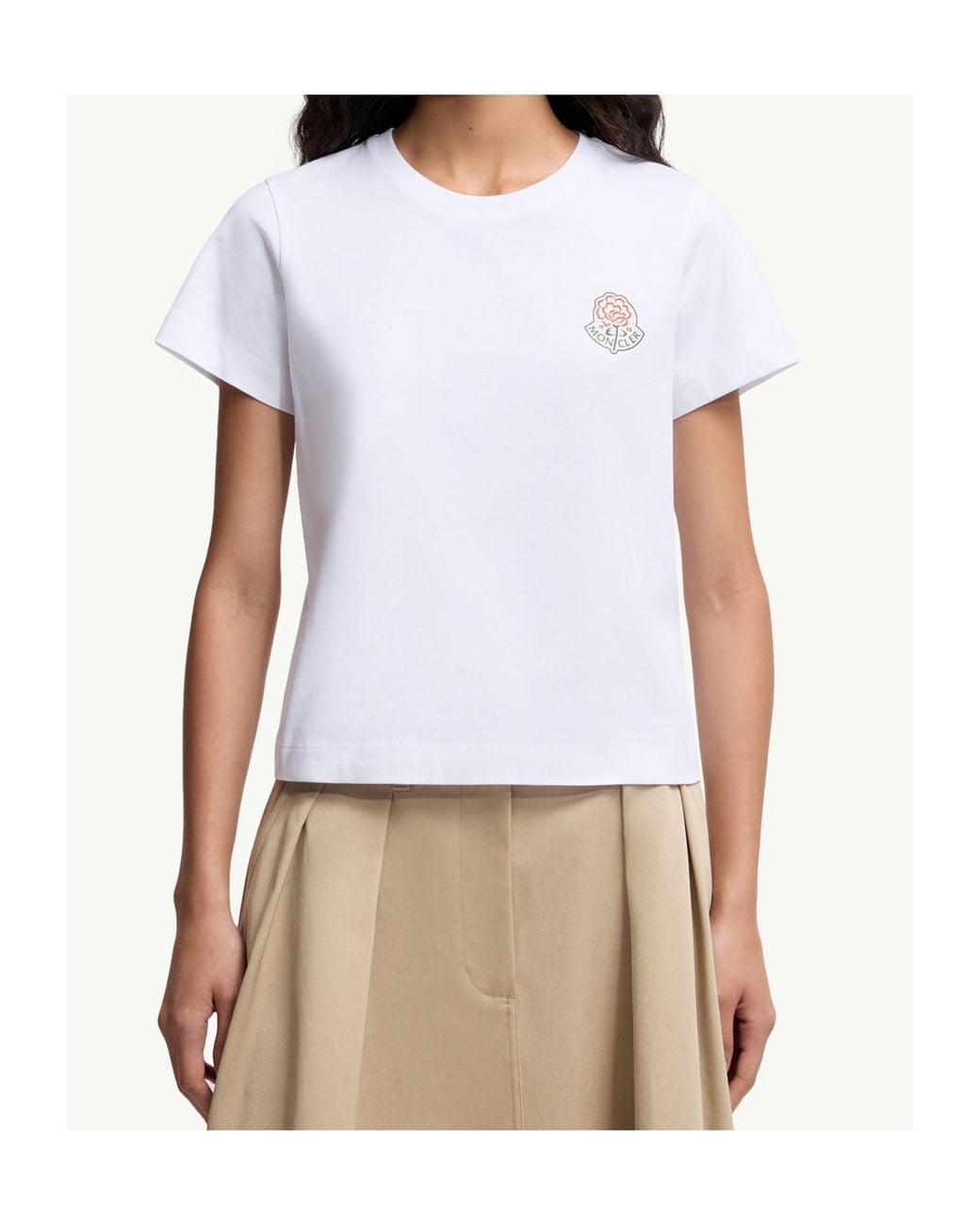 Moncler White Logo Patch Crewneck T-Shirt