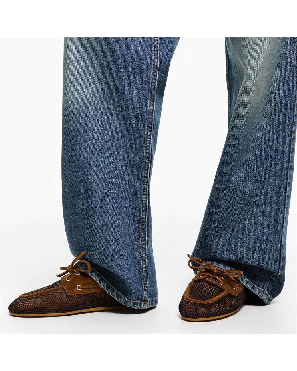 Miu Miu Brown Lace-Up Front Flats