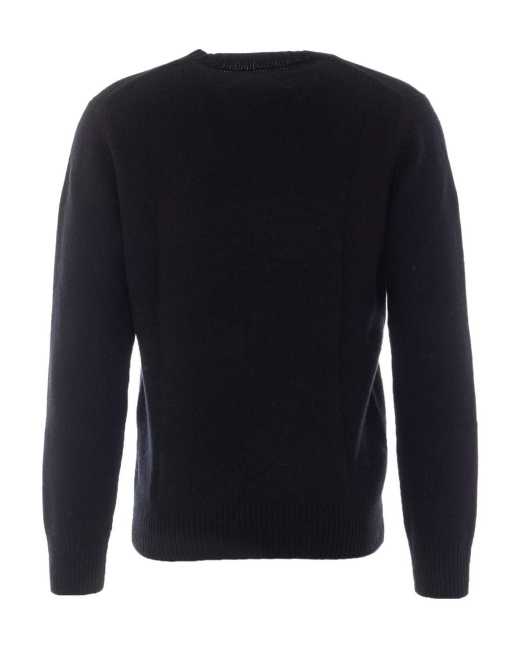 Soft Goat Black Crew-Neck Long-Sleeve Knit Top for men