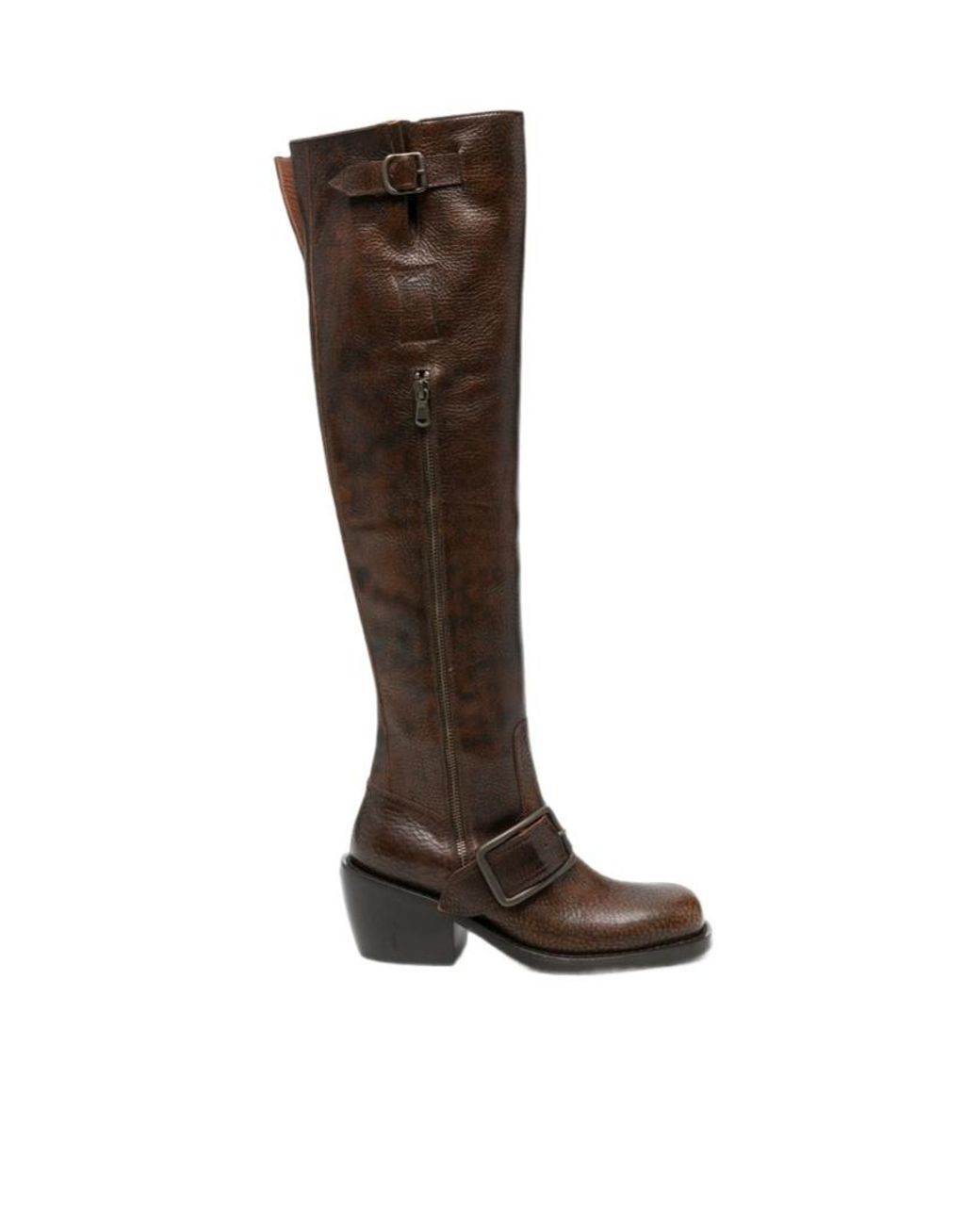 Dries Van Noten Brown Square-Toe Tall Boots