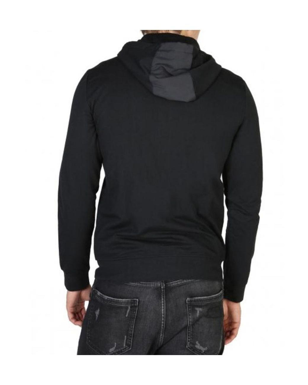 EA7 Black Logo Hooded Casual Jacket for men
