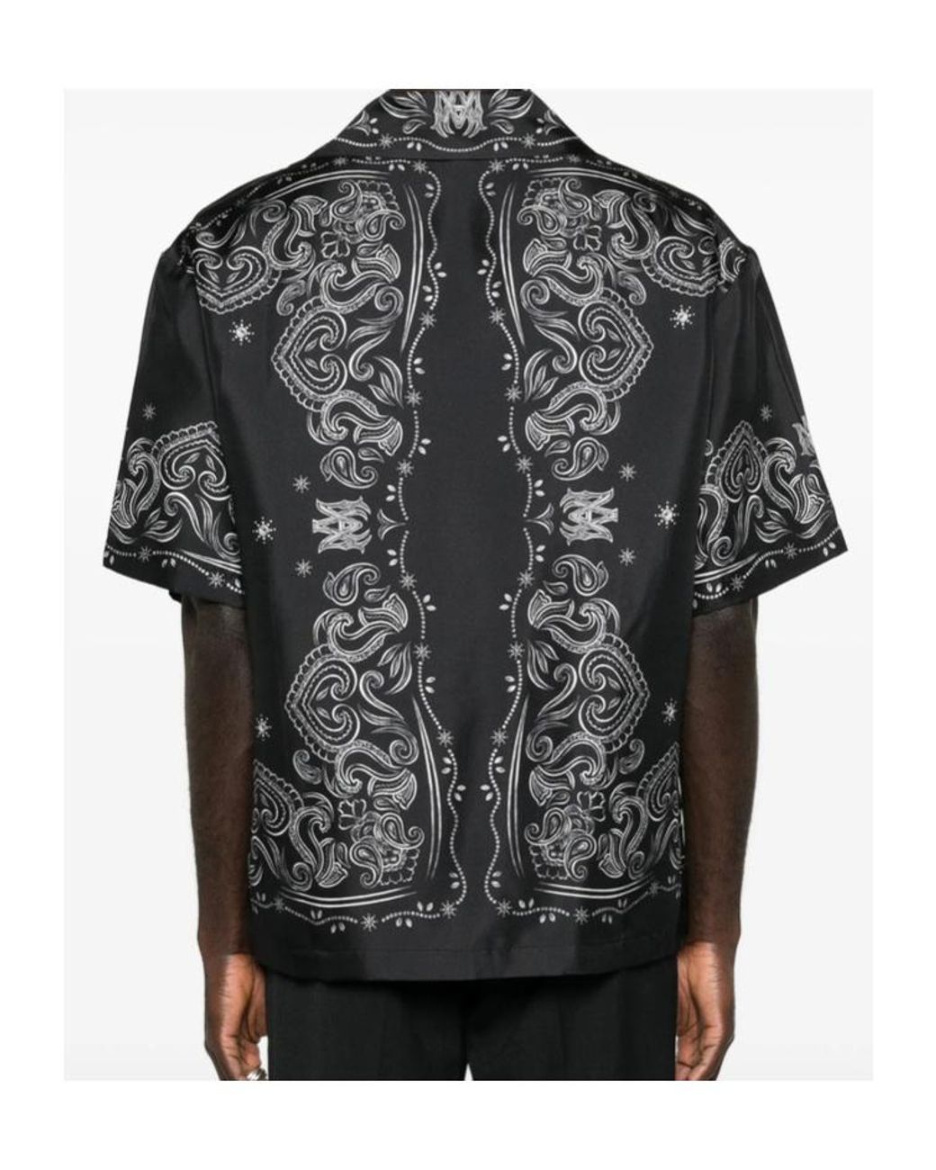 Amiri Black Bandana Paint Oversized Bowling Shirt for men