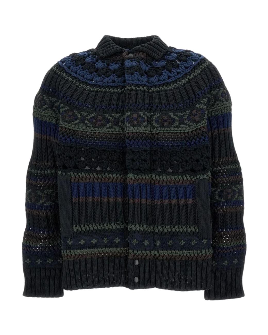 Sacai Red 'Knit' Cardigan for men