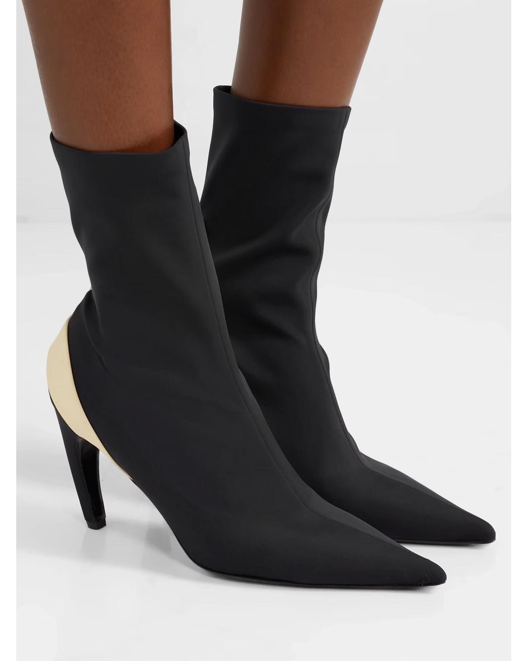 Proenza Schouler Black Pointed-Toe Knit Sock Boots