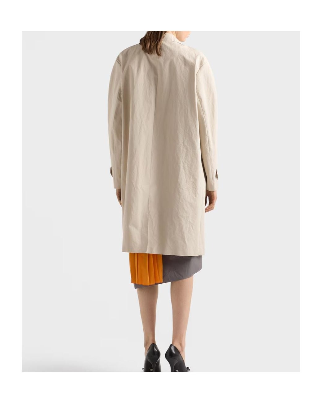 Prada White Single-Breasted Double Poplin Coat