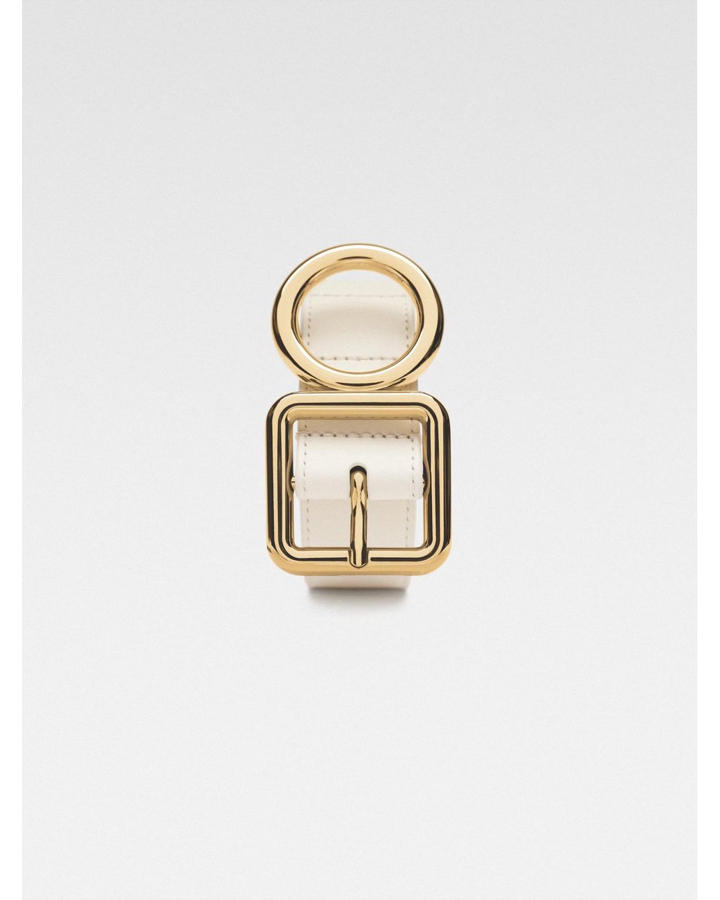 Jacquemus White Geometric-Buckle Leather Belt