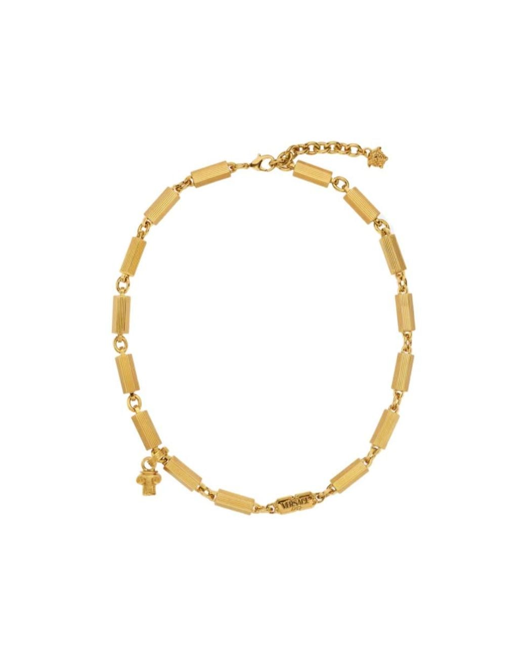 Versace Metallic Logo Engraved Column Necklace for men
