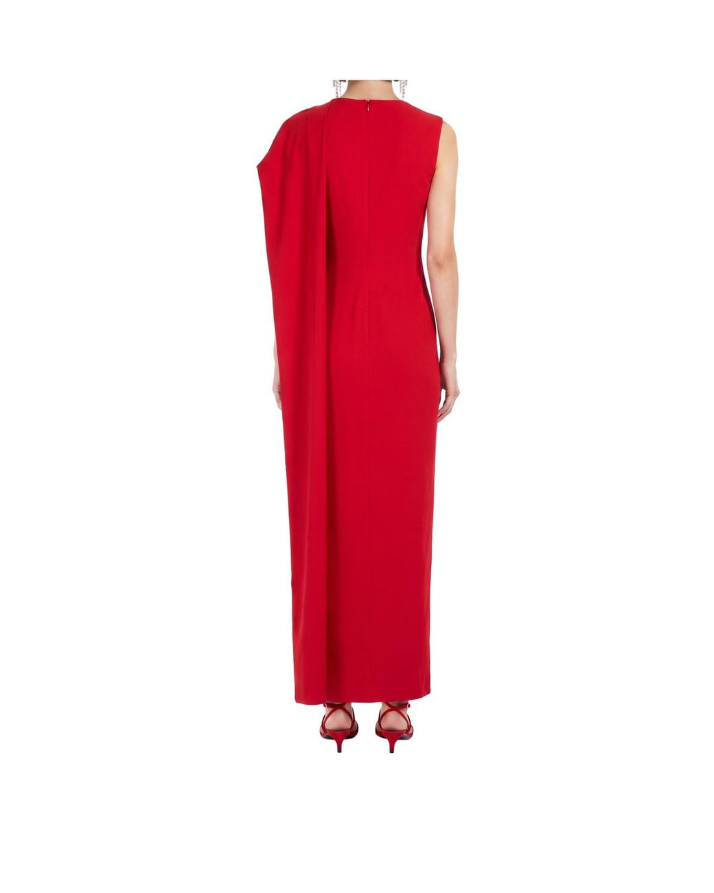 Roland Mouret Red Asymmetric Cape Gown