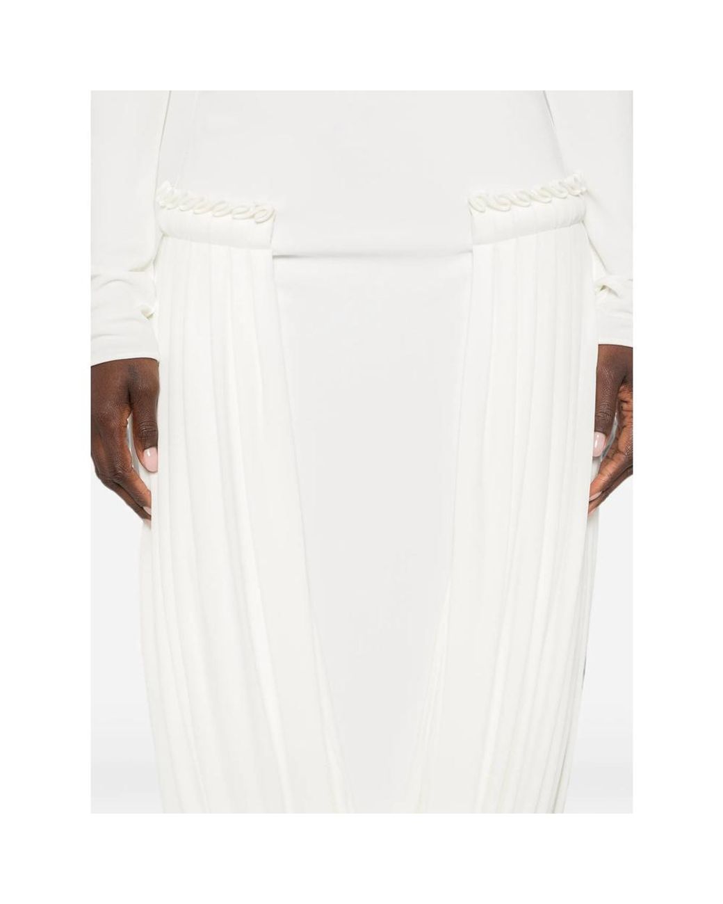 Stella McCartney White Draped-Detail Midi Dress