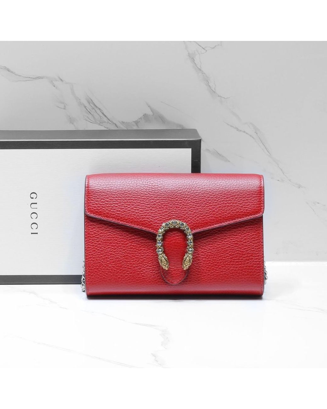 Gucci Red Dionysus Leather Mini Chain Bag