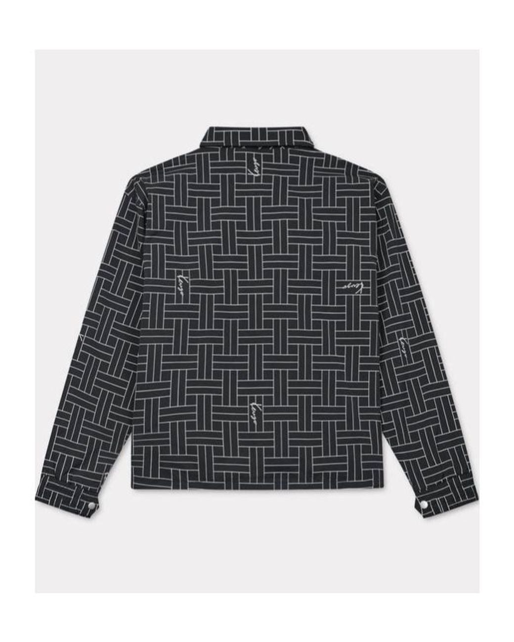 KENZO Black Weave Printed Windbreaker for men