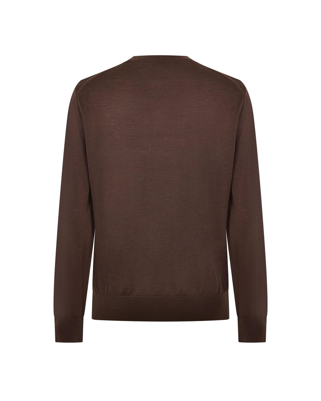 Boss Brown Wool Long-Sleeve Crew Neck Sweater for men