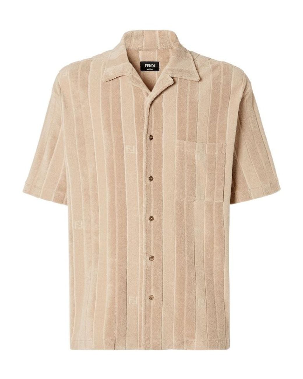 Fendi Natural Terry Jacquard Bowling Shirt for men