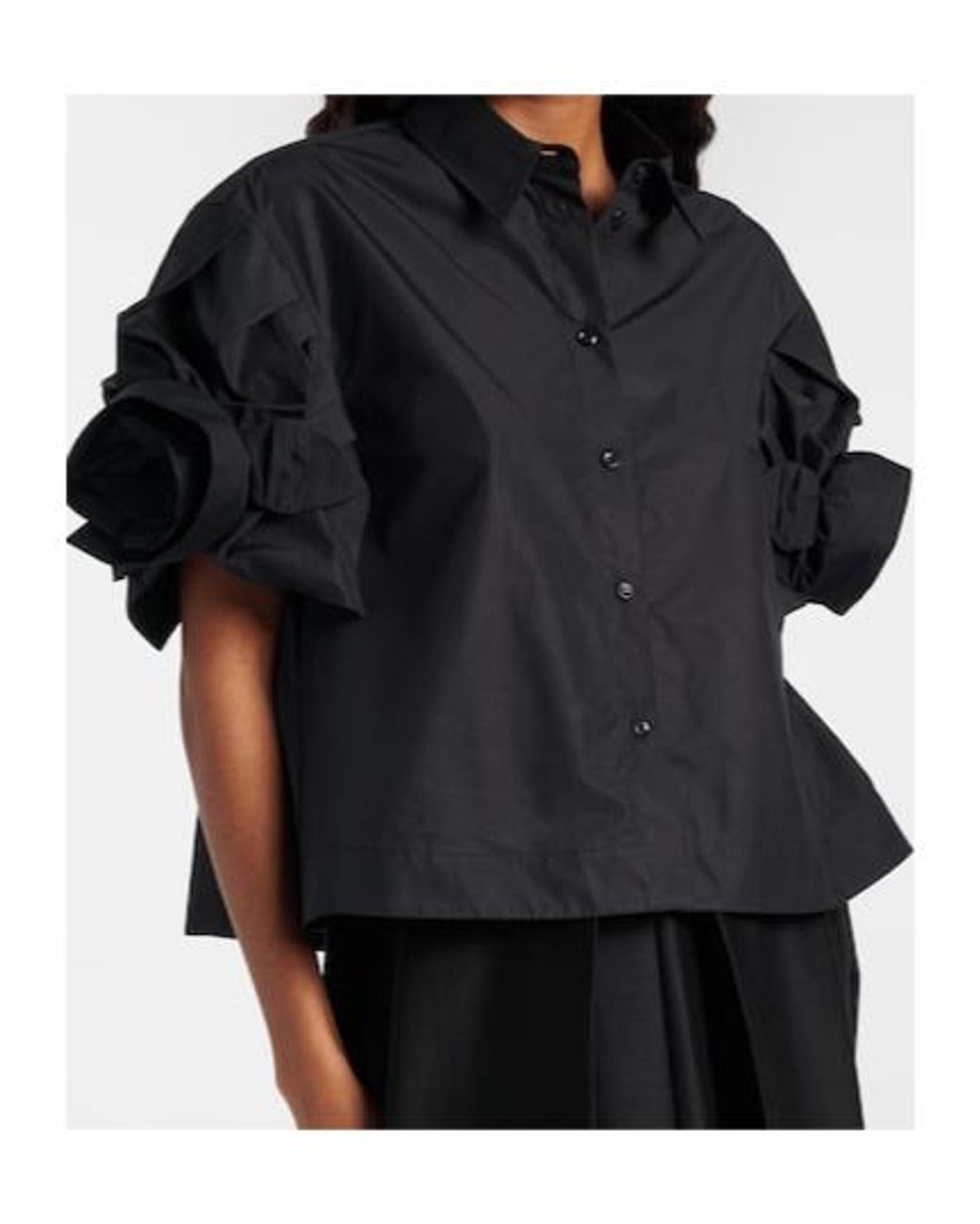 Simone Rocha Black Puff-Sleeve Cotton Shirt
