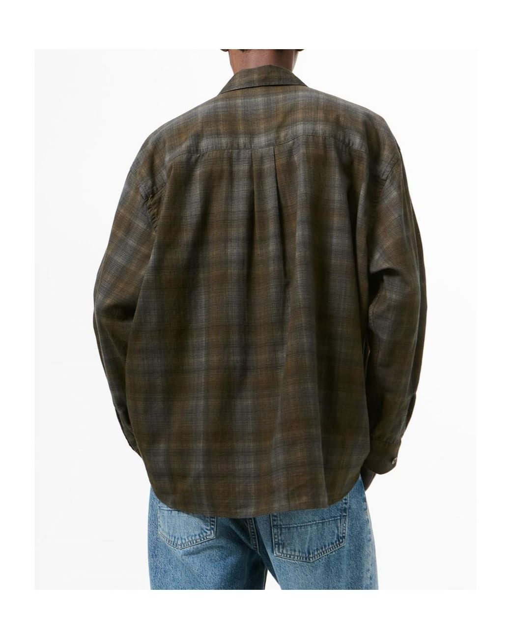 Our Legacy Green Borrowed Check Oversized Shirt for men