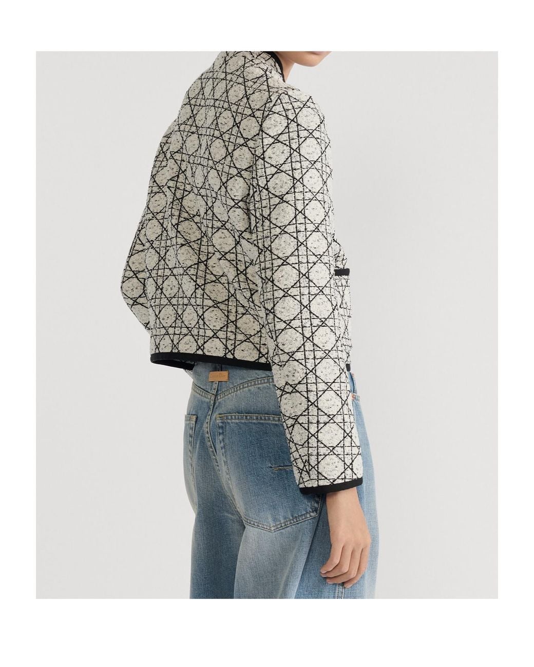 Dior White Christian Macrocannage Cropped Jacket
