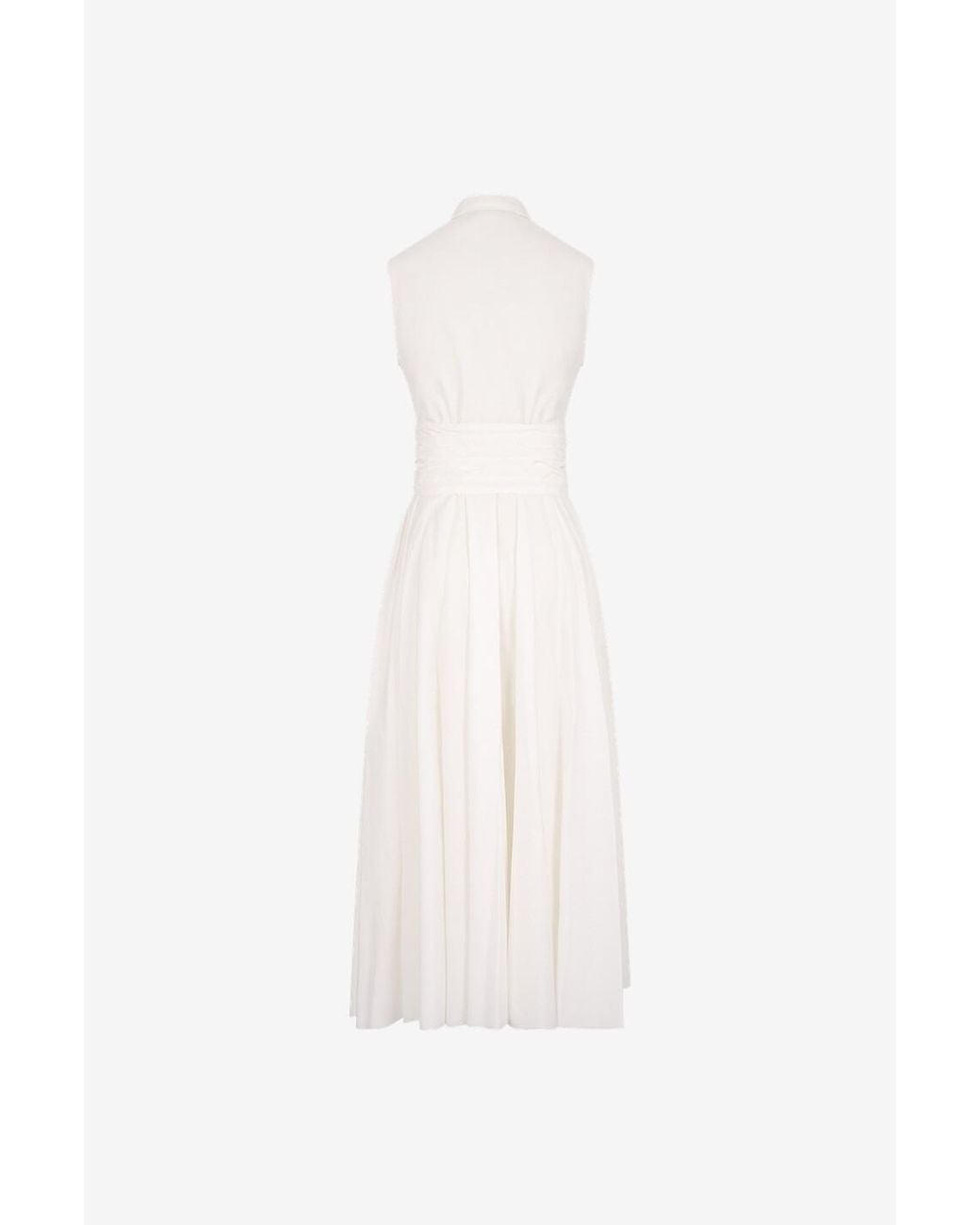 Giambattista Valli White Botanic Blow Up Long Sleeveless Shirt Dress