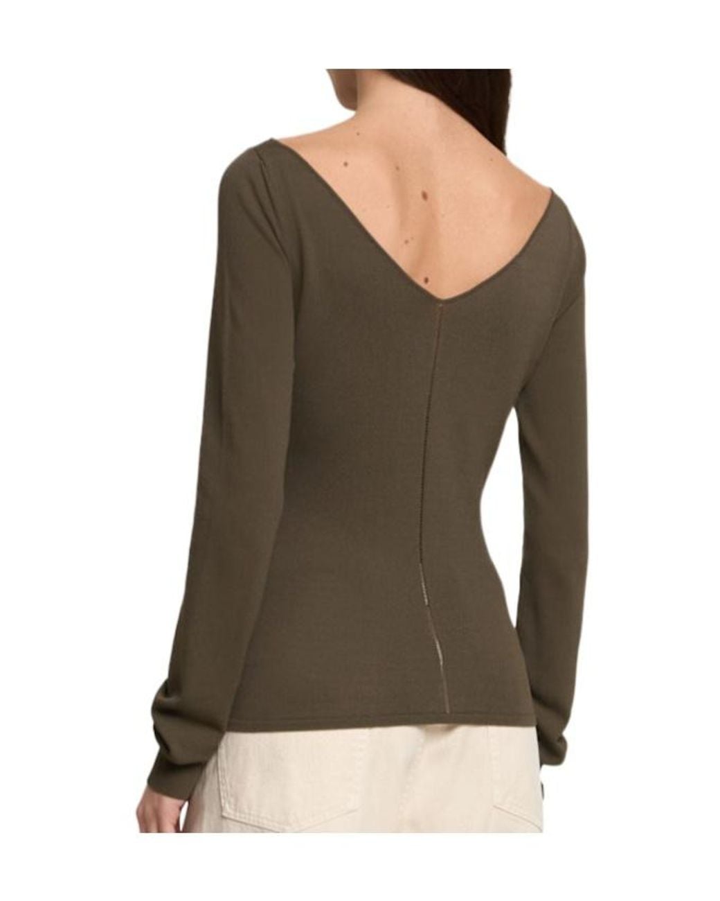 Lemaire Green Viscose Crepe Wide V-Neck Top