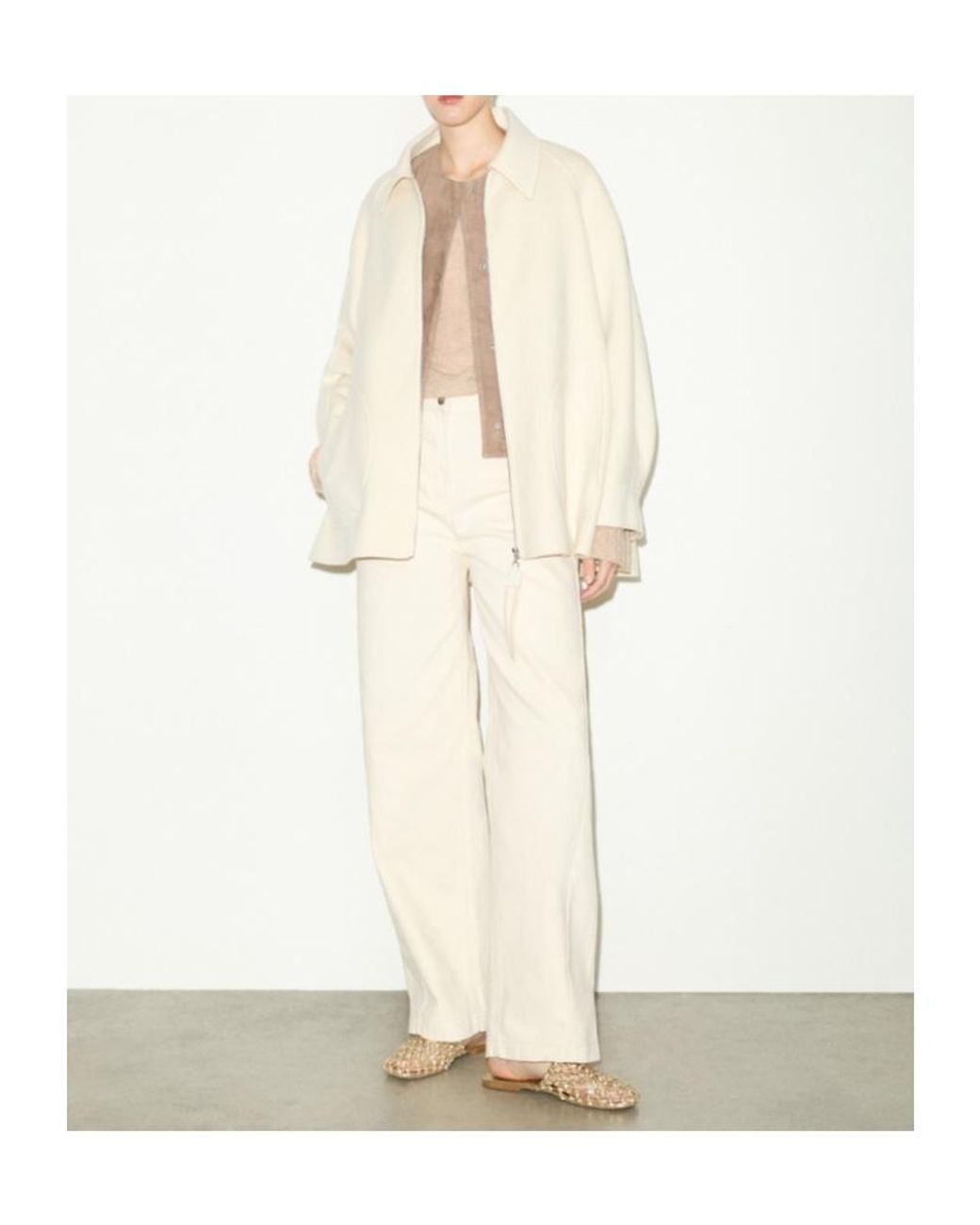 MAX&Co. White Double-Woven Wool Jacket