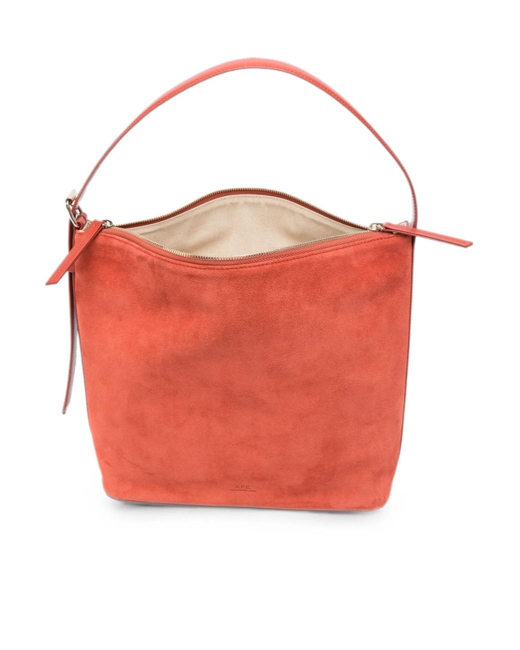 A.P.C. Red Vera Suede Shoulder Bag