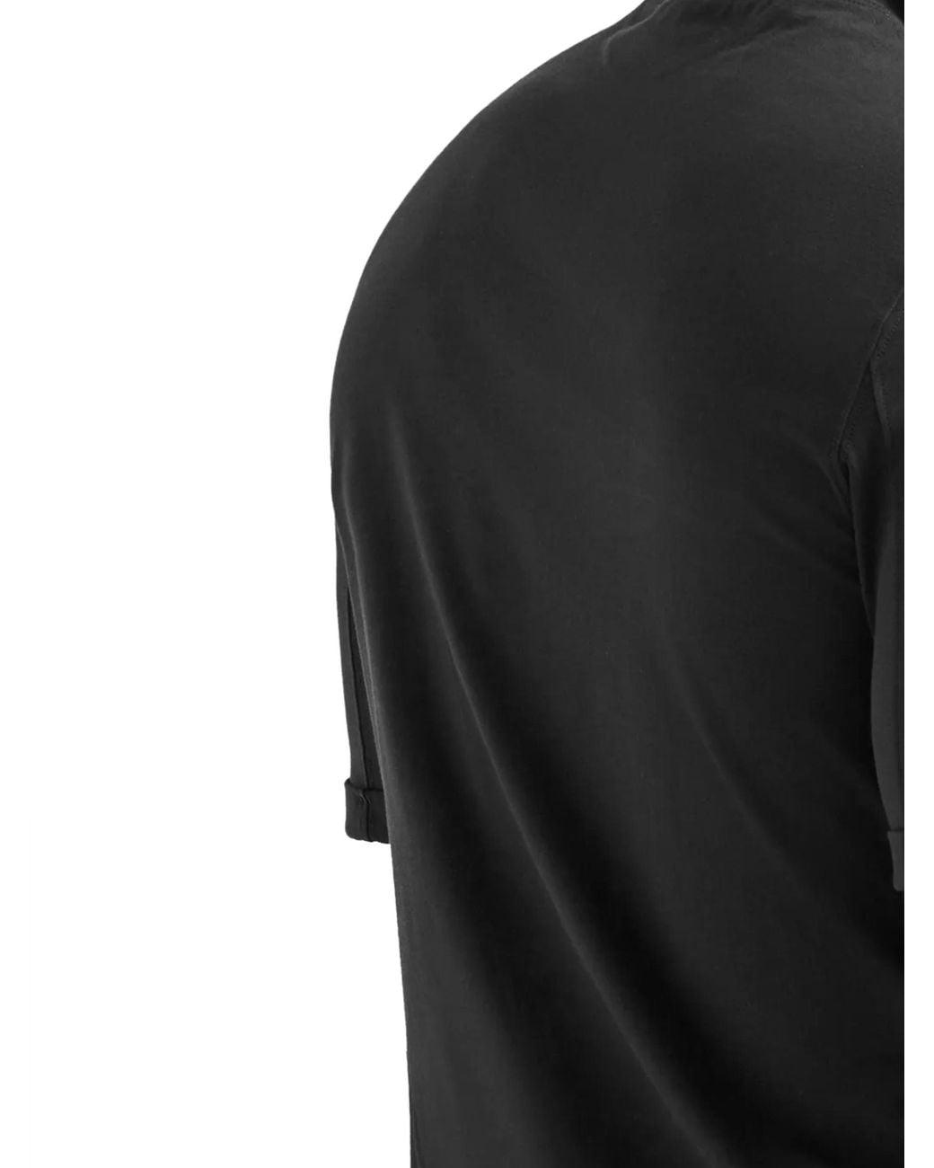 Brunello Cucinelli Black Roll-Sleeve T-Shirt for men