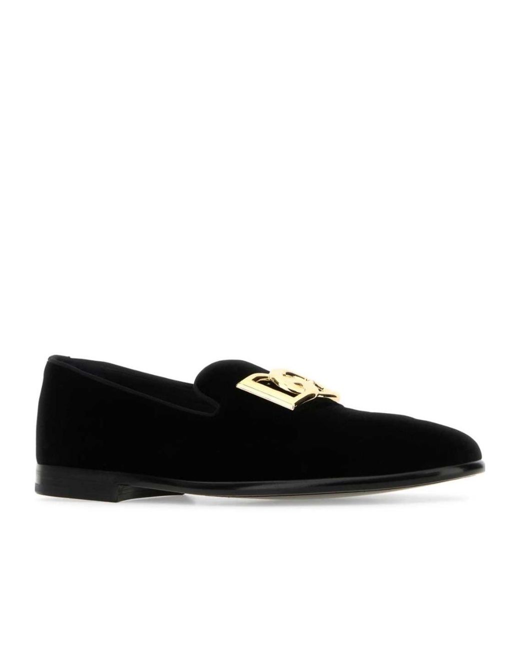 Dolce & Gabbana Black Logo Plaque Loafers for men