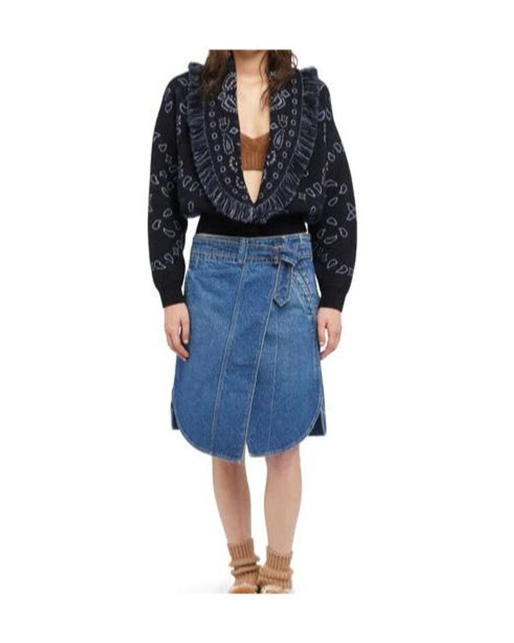Alanui Blue Bandana Jacquard Knit Cardigan