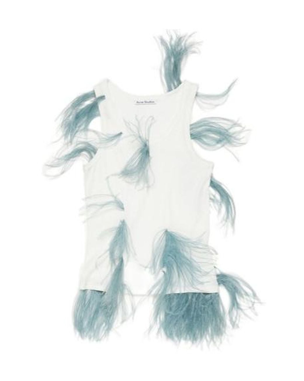 Acne Blue Feather-Detailing Ribbed Tank Top