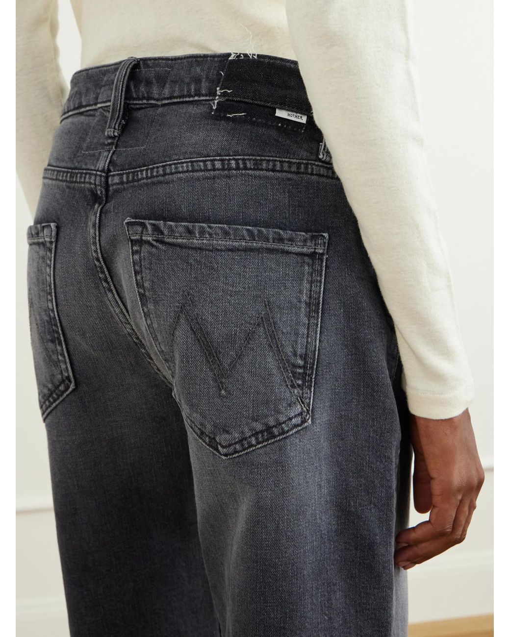 Mother Blue Cropped Mid-Rise Straight-Leg Jeans
