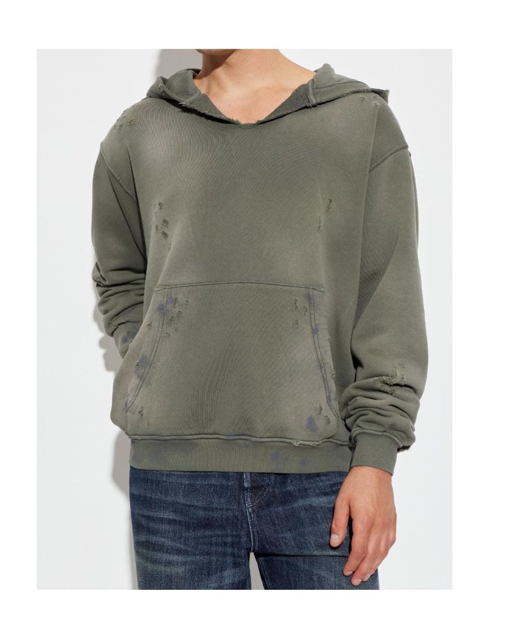 DIESEL Green Keithy Distressed Hoodie for men