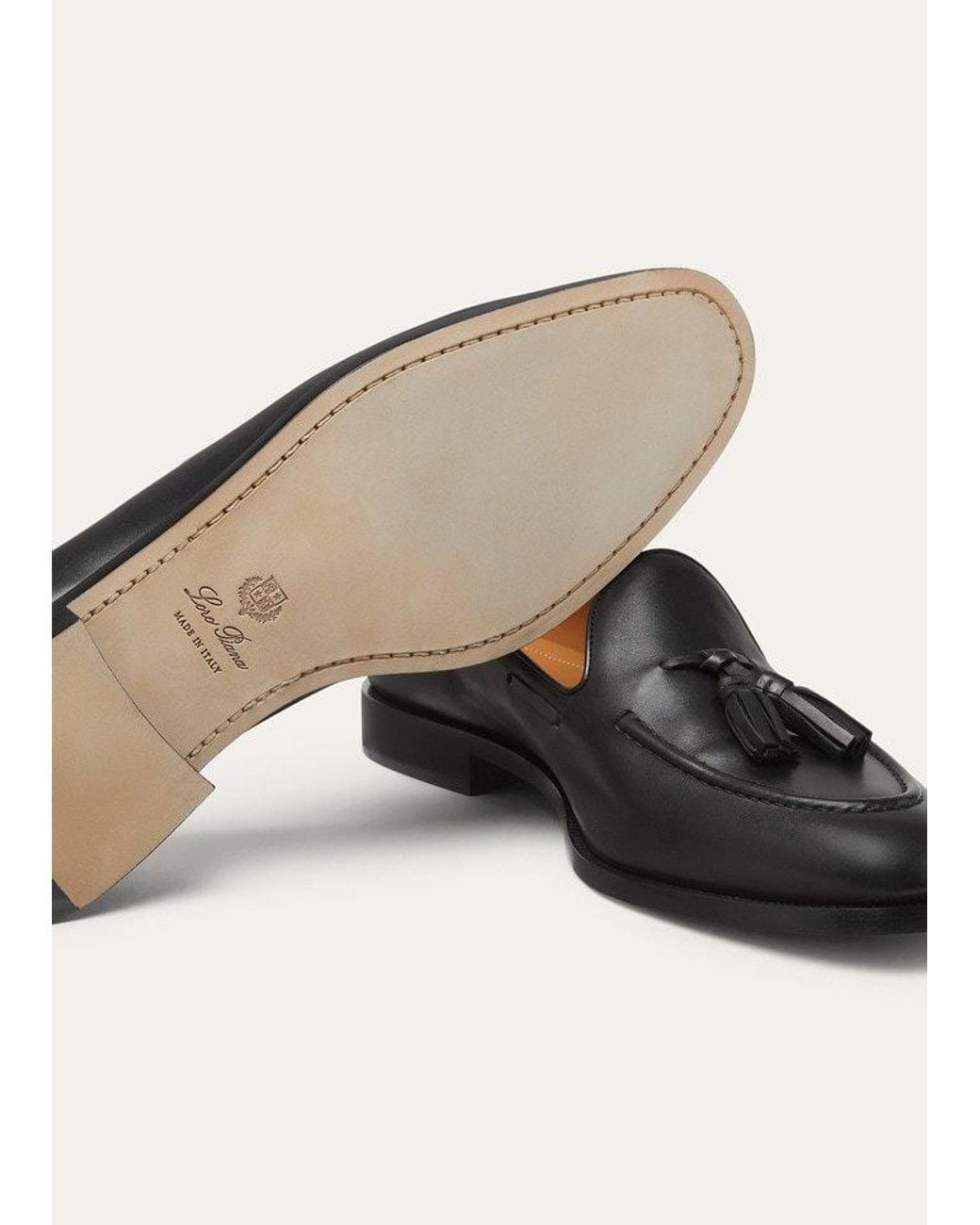 Loro Piana Black Serge Flat Loafers for men