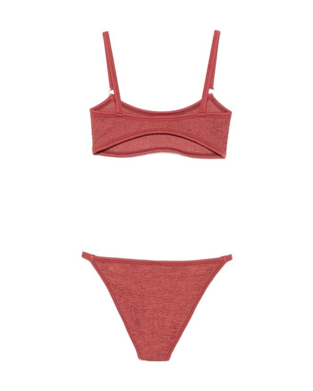 Hunza G Red Iris Two-Piece Crinkle Bikini Set