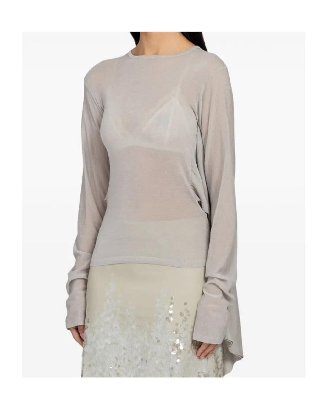 Paloma Wool Gray Long Sleeved Crewneck Top