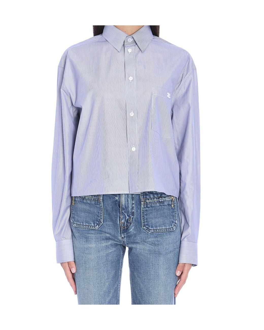 Céline Blue Cropped Shirt