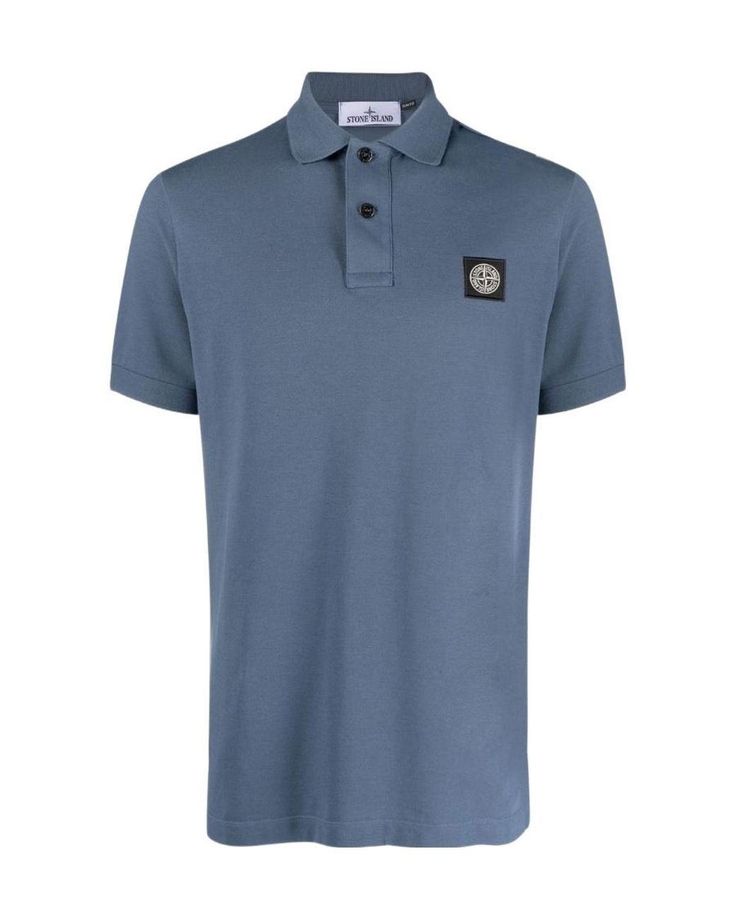 Stone Island Blue Compass Patch Short-Sleeved Polo Shirt for men