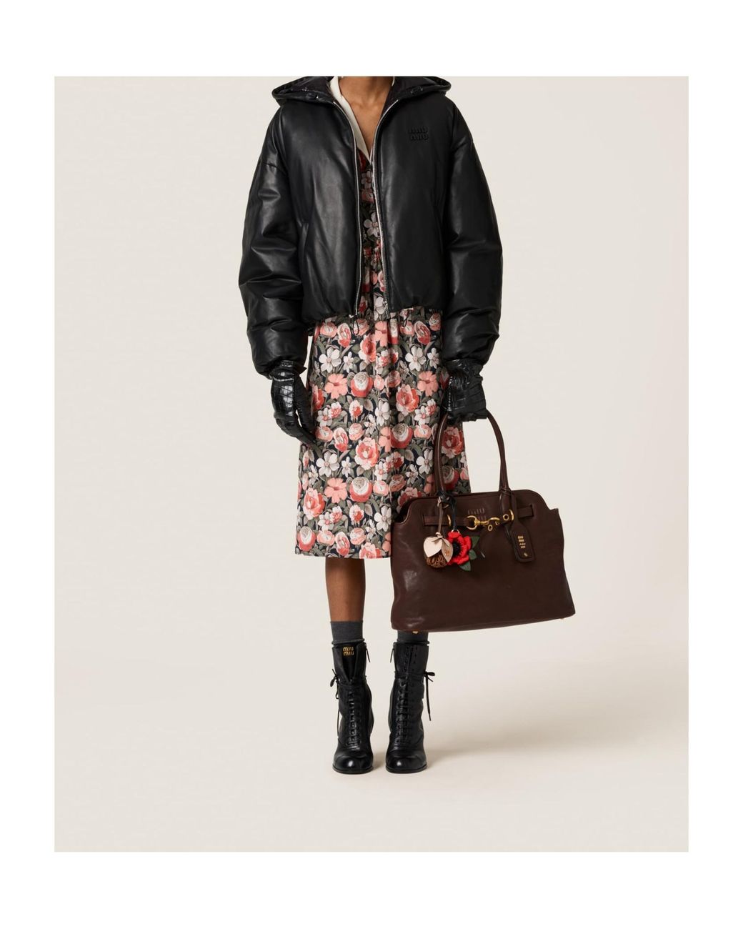 Miu Miu Black Padded Nappa Leather Jacket