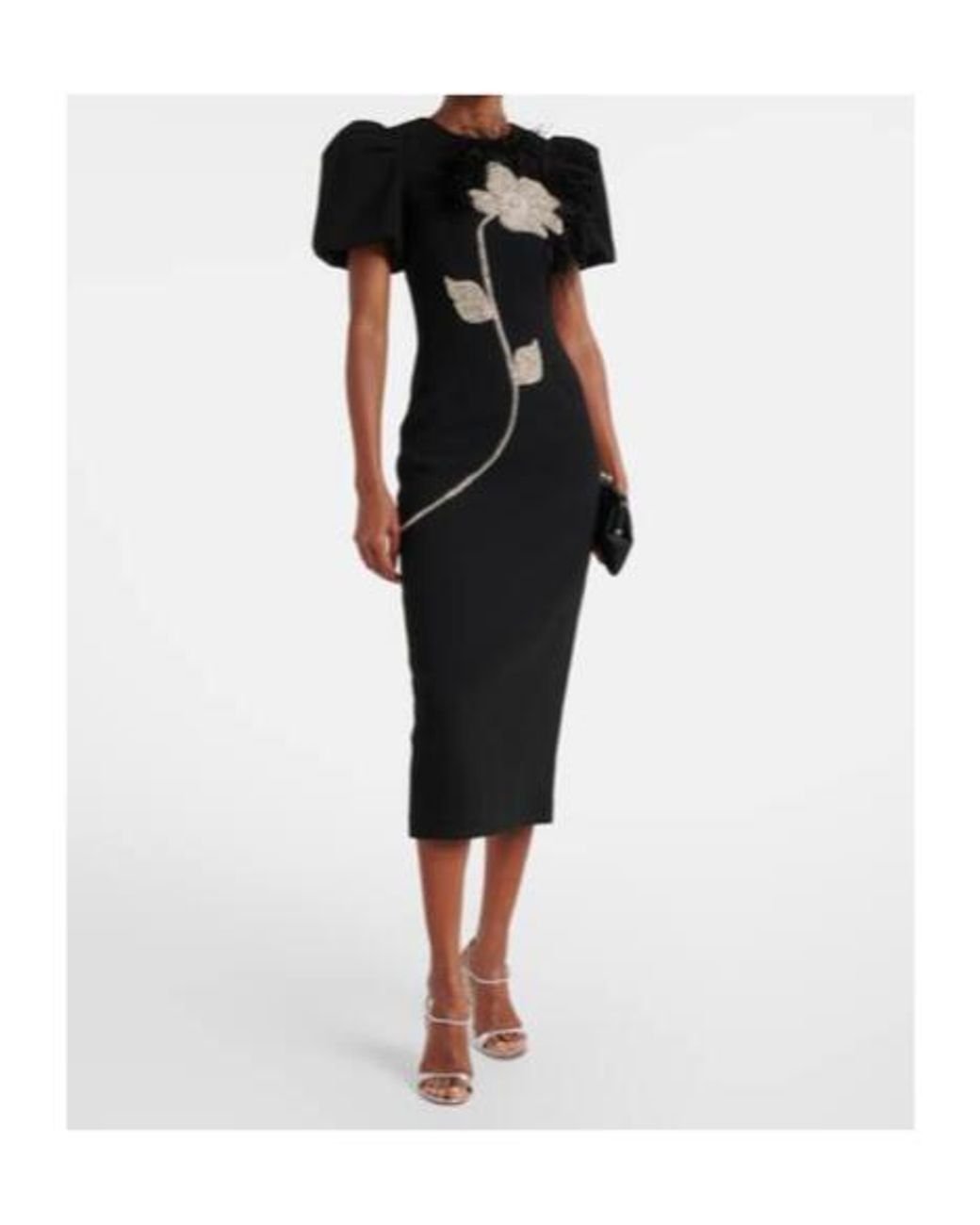 Rebecca Vallance Black Embellished Crepe Dress