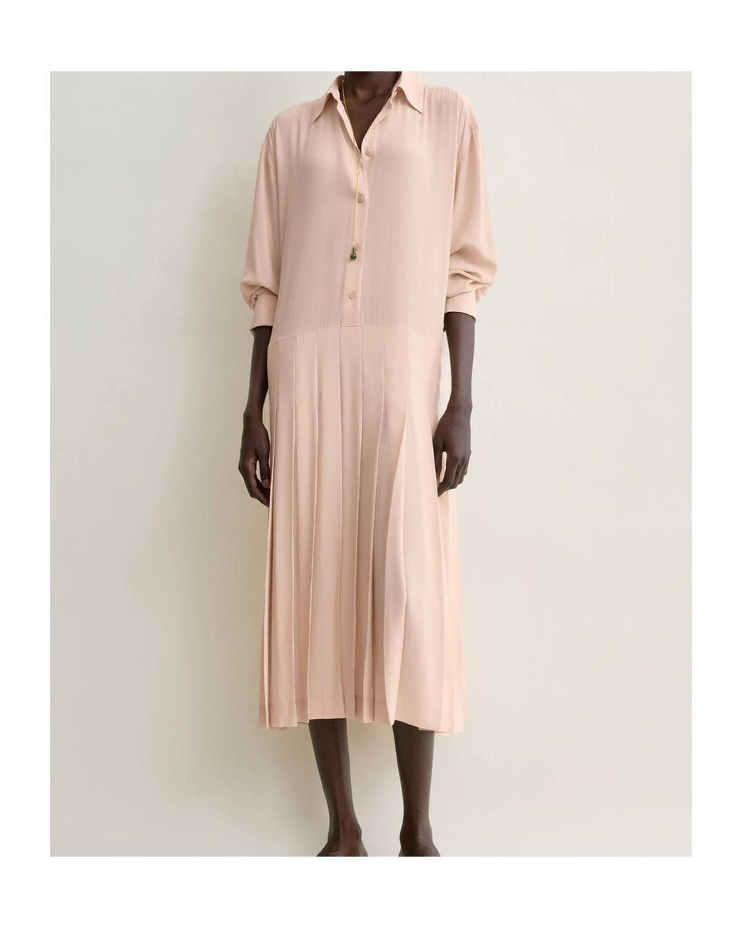 Totême Pink Pleated Midi Dress