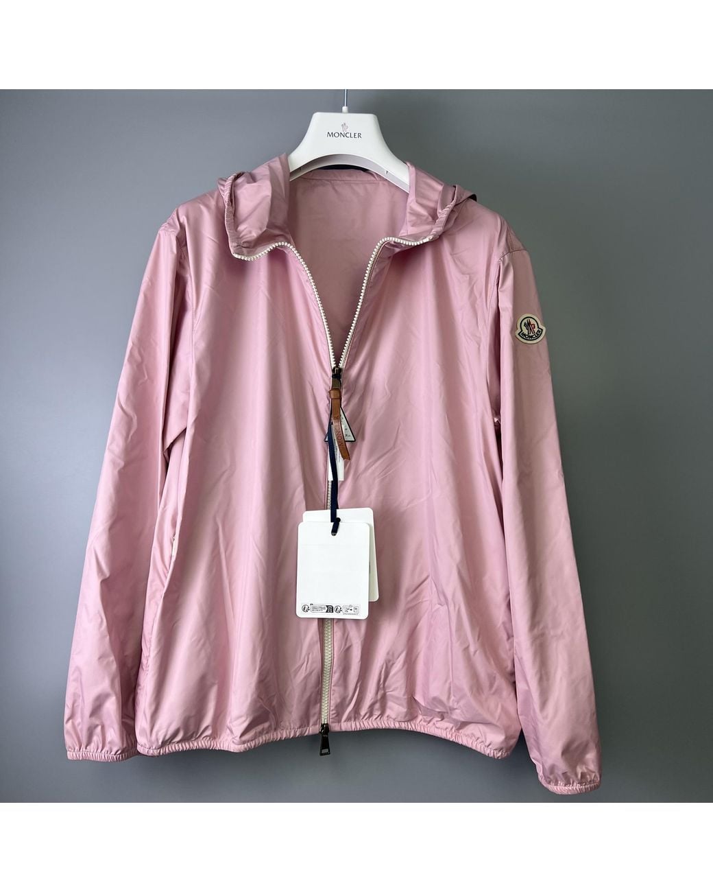 Moncler Pink Logo Patch Hooded Jacket